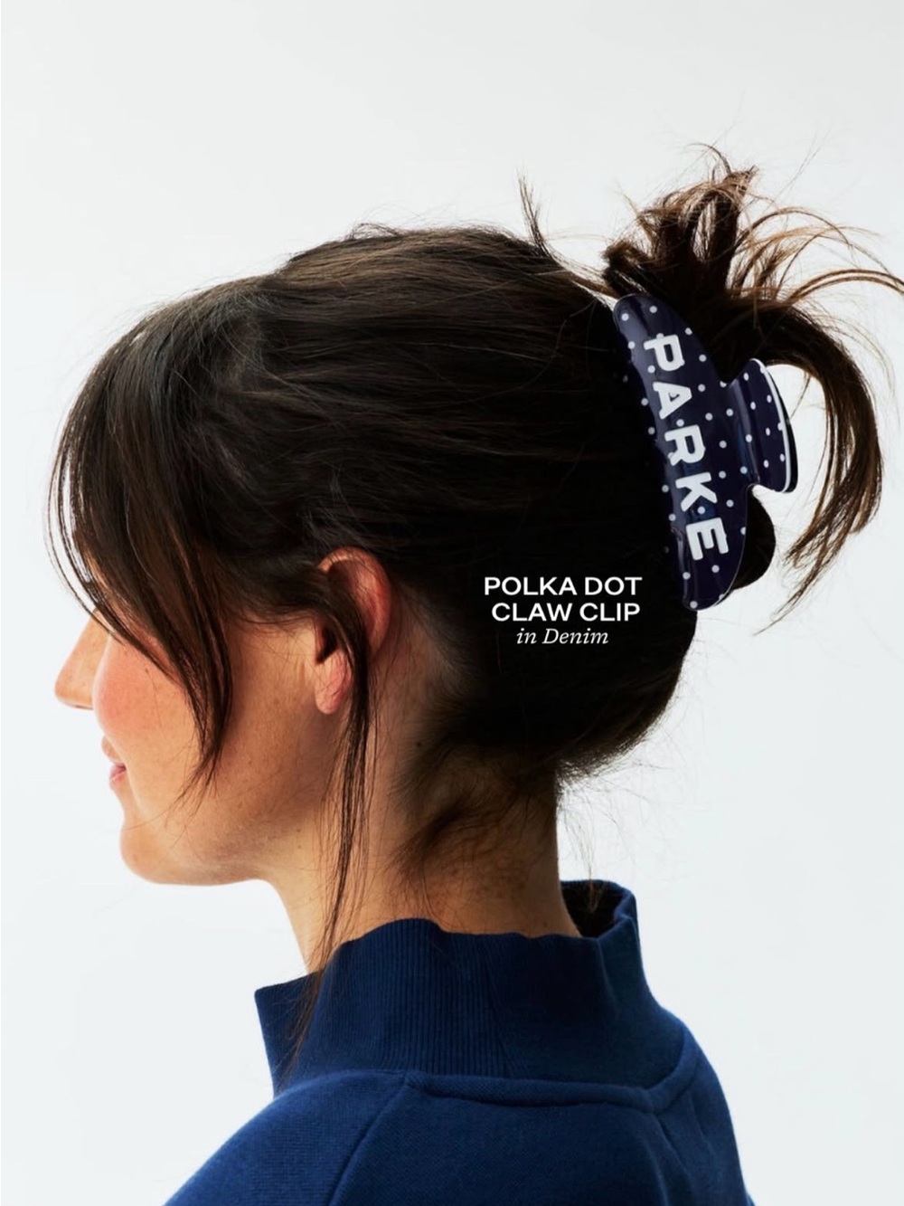 Navy Blue Polka Dot Acrylic Hair Claw Clip